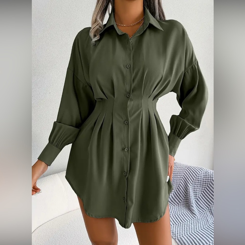 NWT Olive Green Shirt Dress